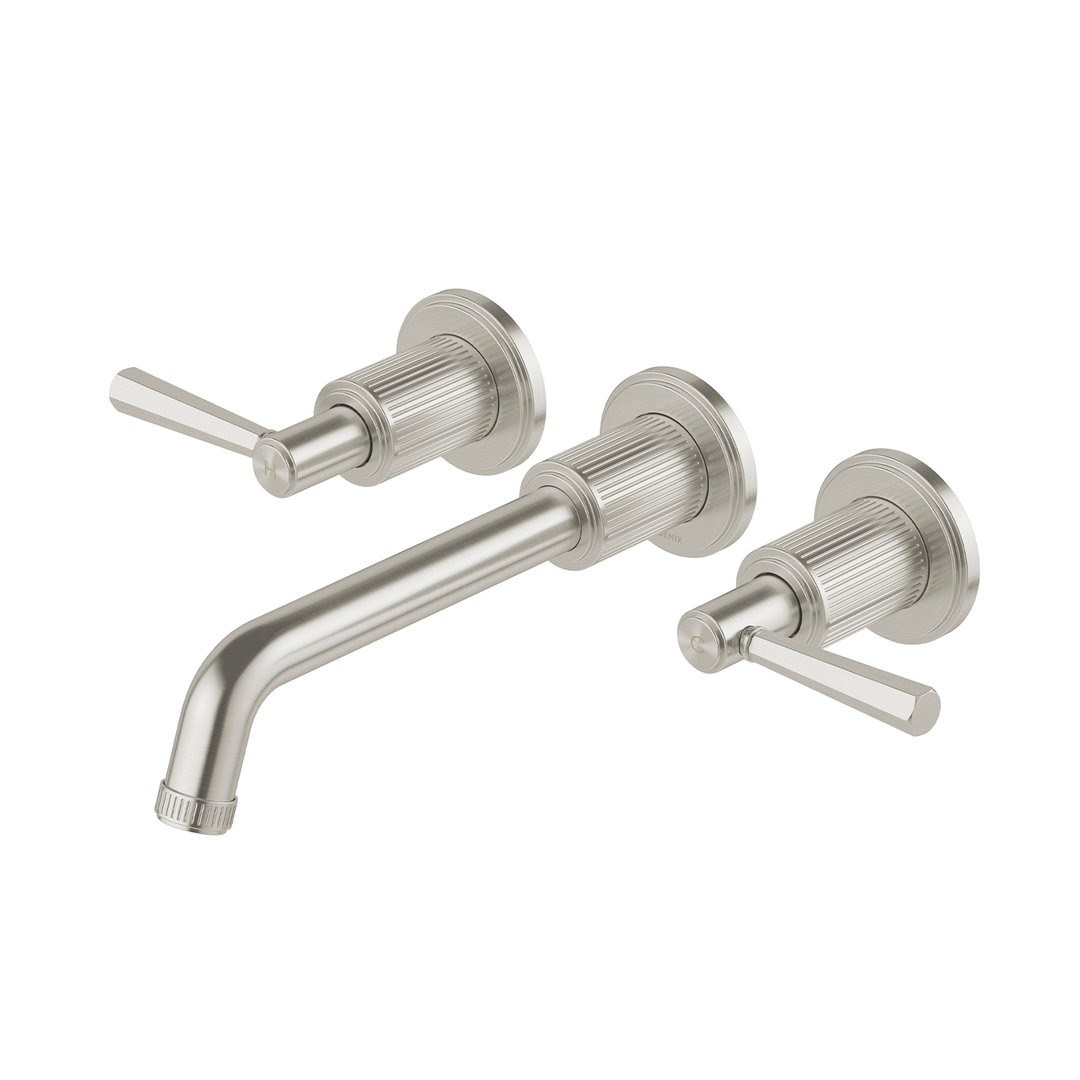 Wiltern Wiltern Wall Basin / Bath Phoenix Tap Set 190mm - Brushed Nickel