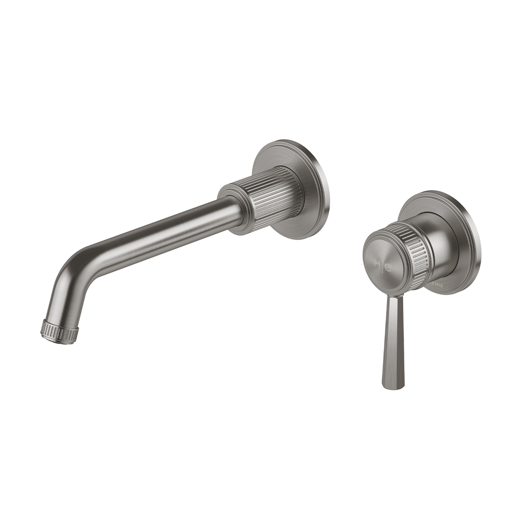 Wiltern Wiltern Wall Basin / Bath Phoenix Mixer Set 190mm - Brushed Carbon