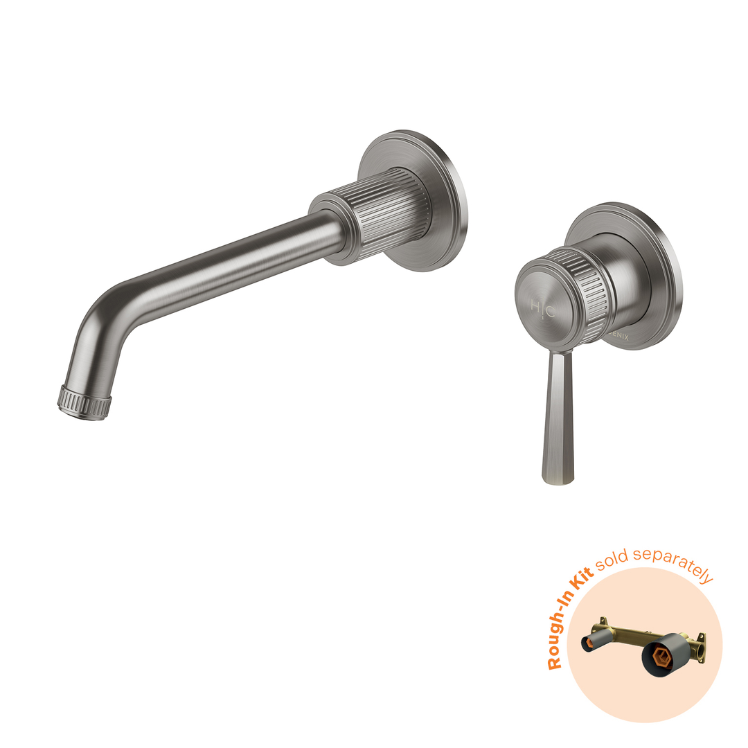 Wiltern Wiltern Wall Basin / Bath Phoenix Mixer Set FitOff Kit 190mm - Brushed Carbon