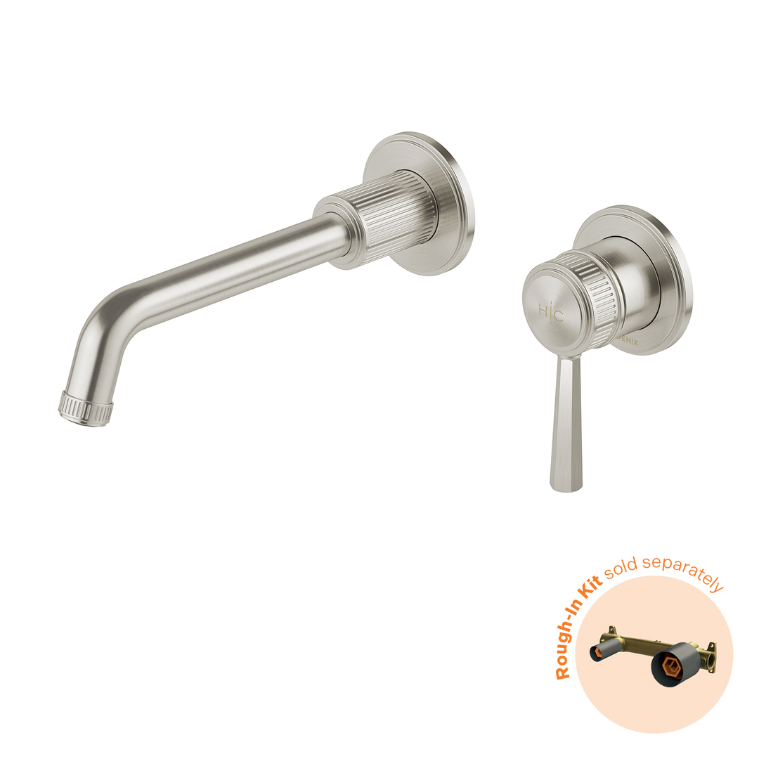 Wiltern Wiltern Wall Basin / Bath Phoenix Mixer Set FitOff Kit 190mm - Brushed Nickel