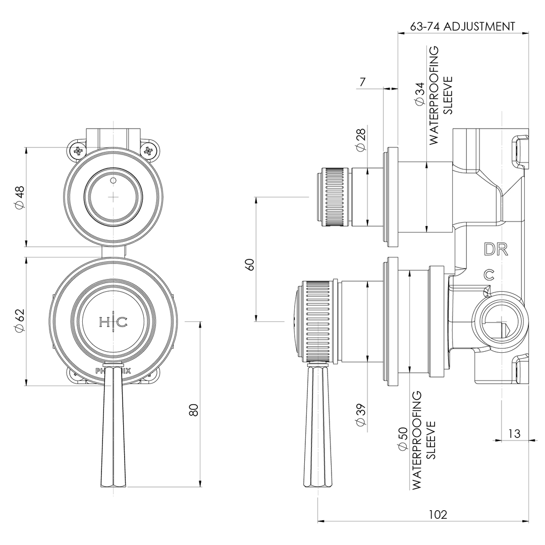 Wiltern Wiltern Switchmix Phoenix Shower/Bath Diverter Mixer - Brushed Carbon