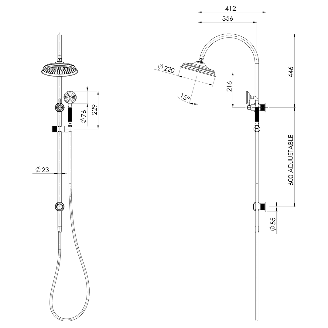 Wiltern Wiltern Hand Phoenix Shower - Brushed Gold