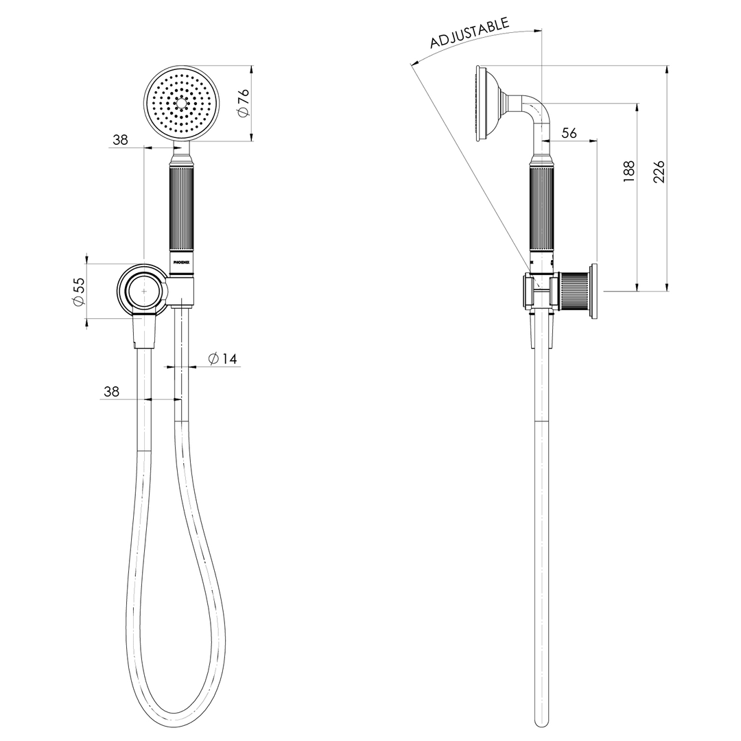 Wiltern Wiltern Hand Phoenix Shower - Brushed Carbon