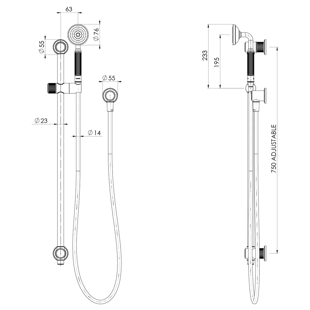 Wiltern Wiltern Rail Phoenix Shower - Chrome