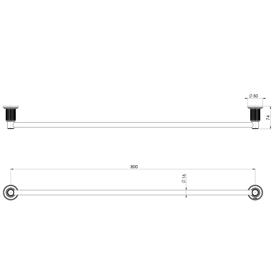 Wiltern Wiltern Single Phoenix Towel Rail 800mm - Brushed Gold