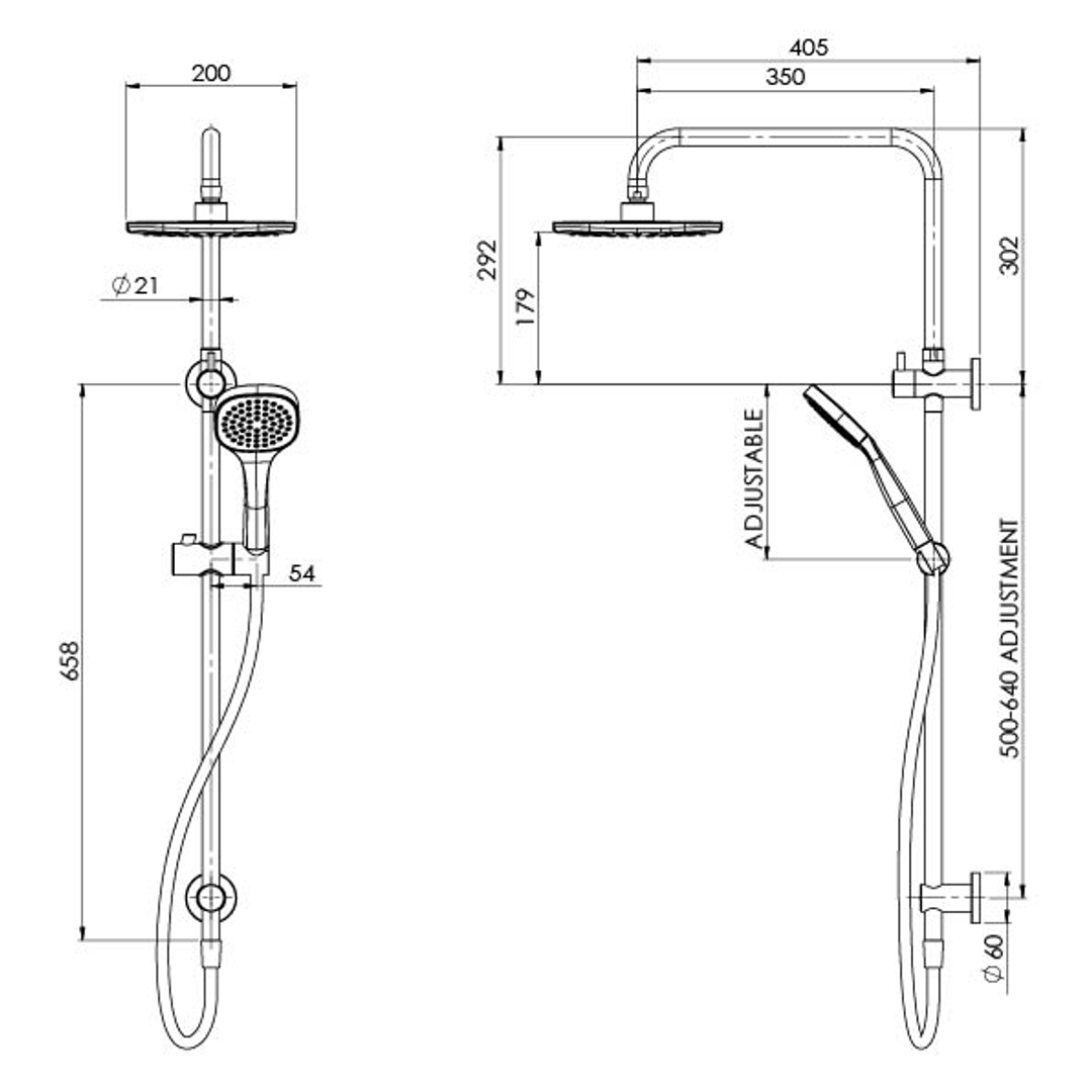 Phoenix Teva Twin Shower - Brushed Nickel