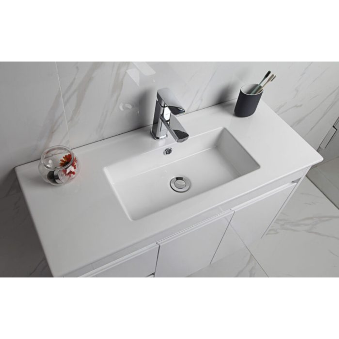 Aulic Maya 750mm Wall-Hung Vanity - Mini Ceramic Top (Left Hand Drawer)