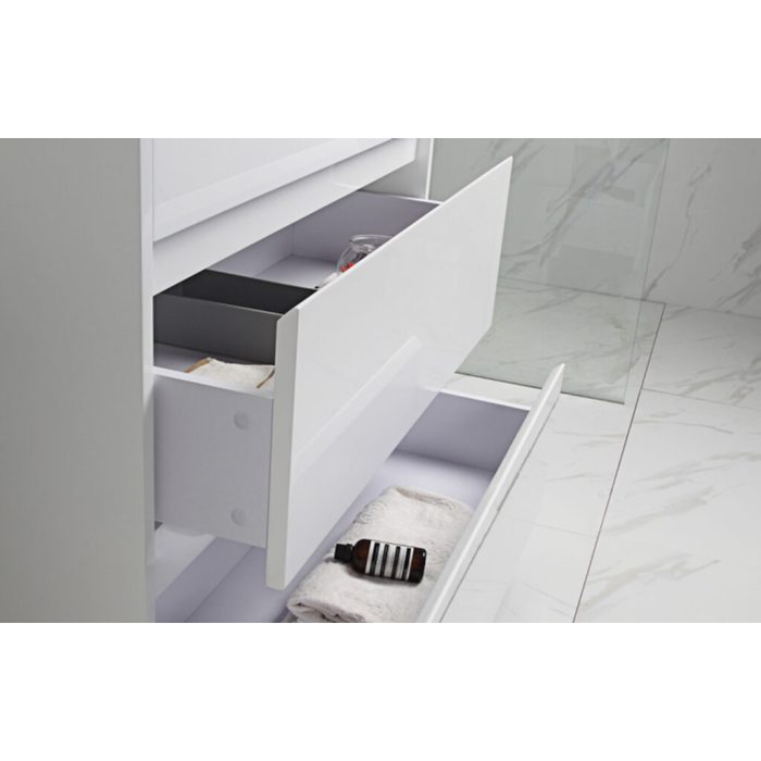 Aulic Leona Finger Pull Cabinet 600 With Palis White Flat Quartz Stone Top