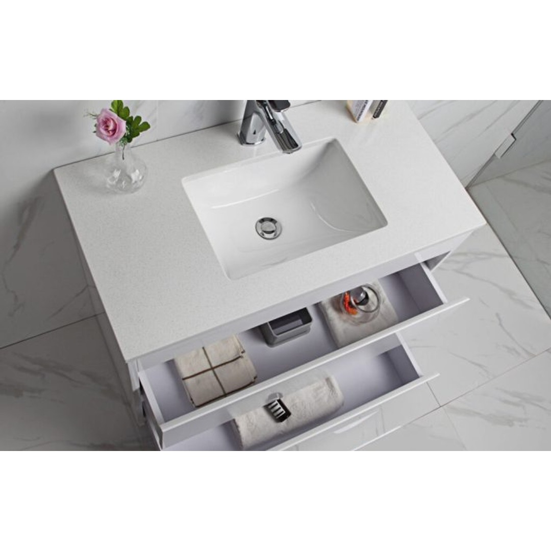 Aulic Leona 750mm Freestanding Vanity - Undermount Basin with Pure Stone Top