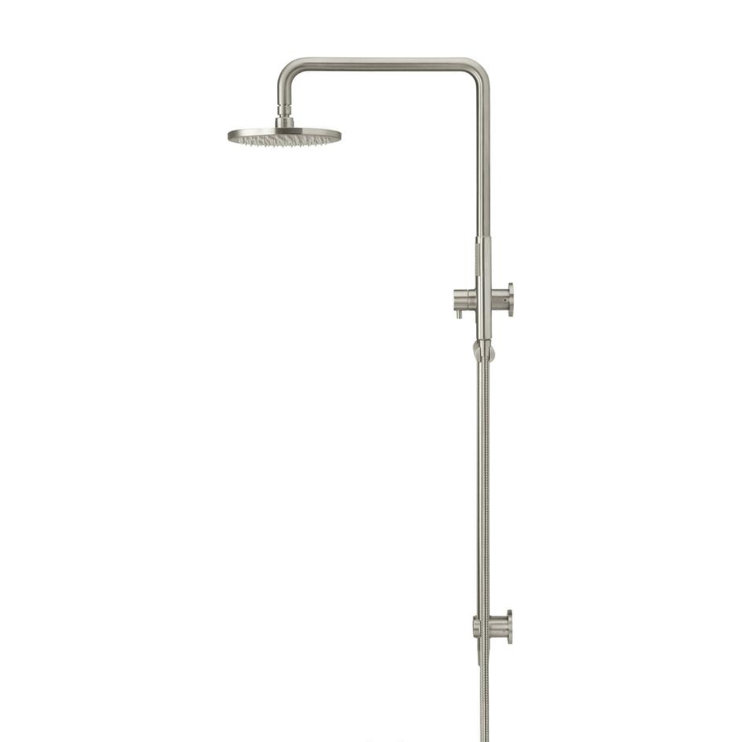 Meir Round Combination Shower Rail 200Mm Rose Single Function Hand Shower - Brushed Nickel