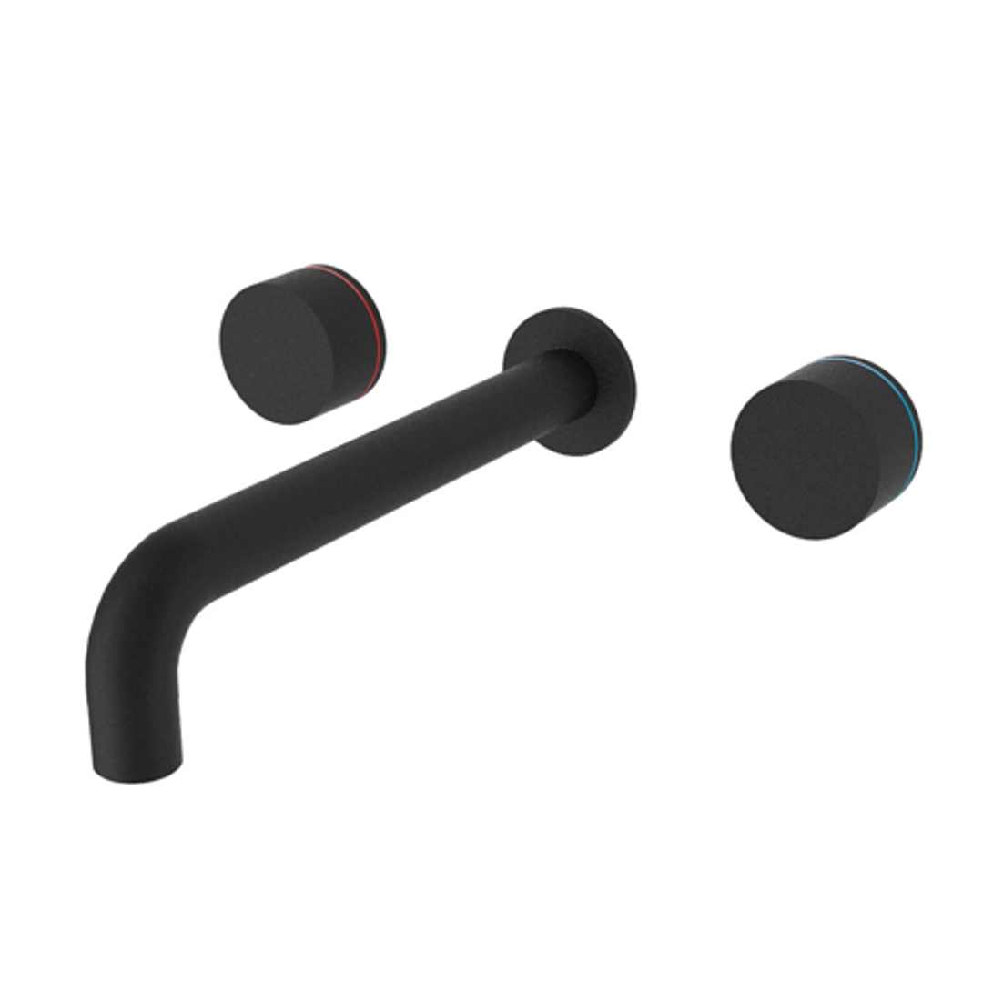 Nero Kara 3 Piece Wall Basin Set 217Mm - Matte Black
