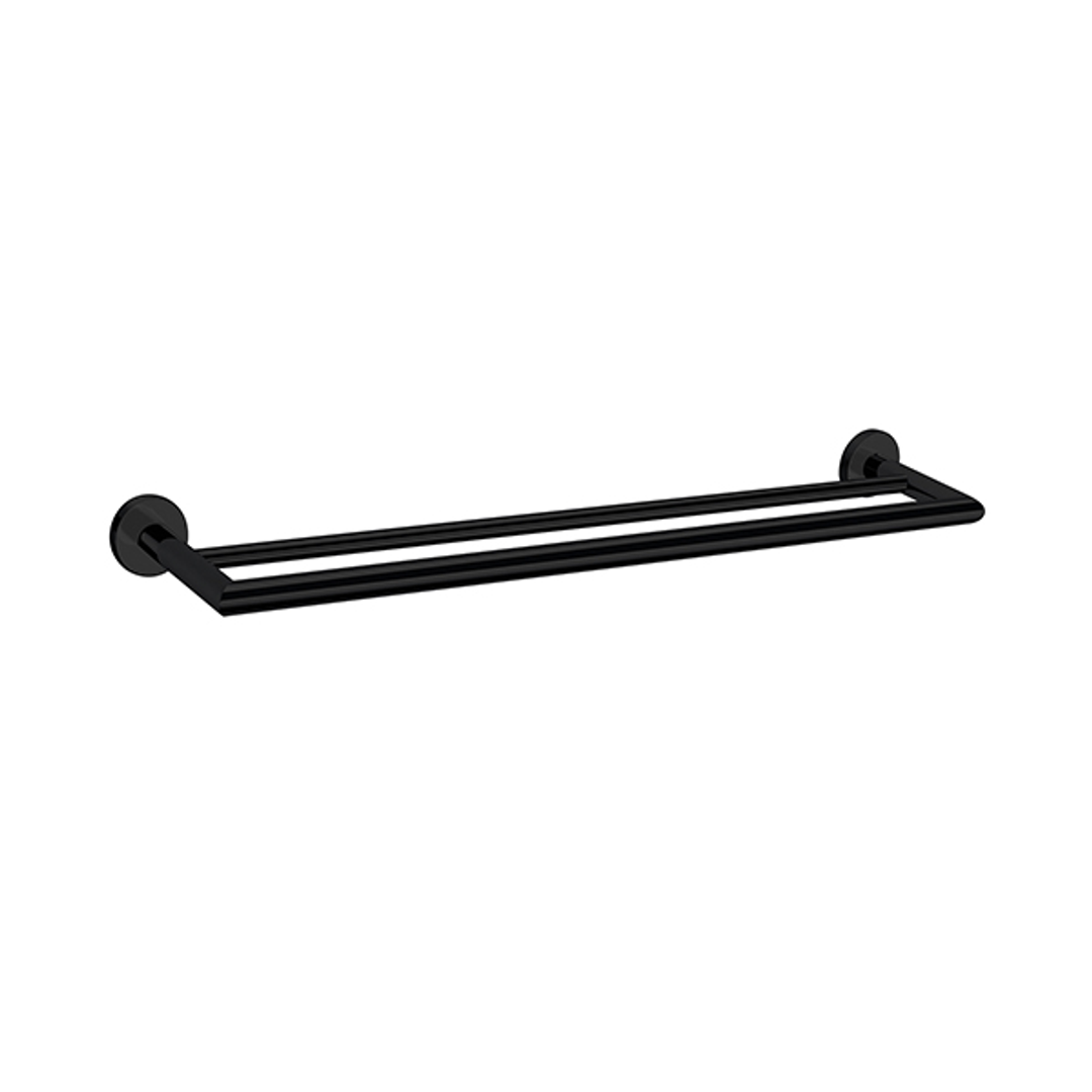 Nero Dolce 700Mm Double Towel Rail - Matte Black
