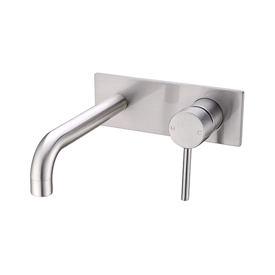 Nero Dolce Wall Basin Mixer (Stylish Spout) Shower - Brushed Nickel