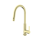 Nero Pearl Pull Out Sink Mixer With Vegie Spray Function - Brushed Gold