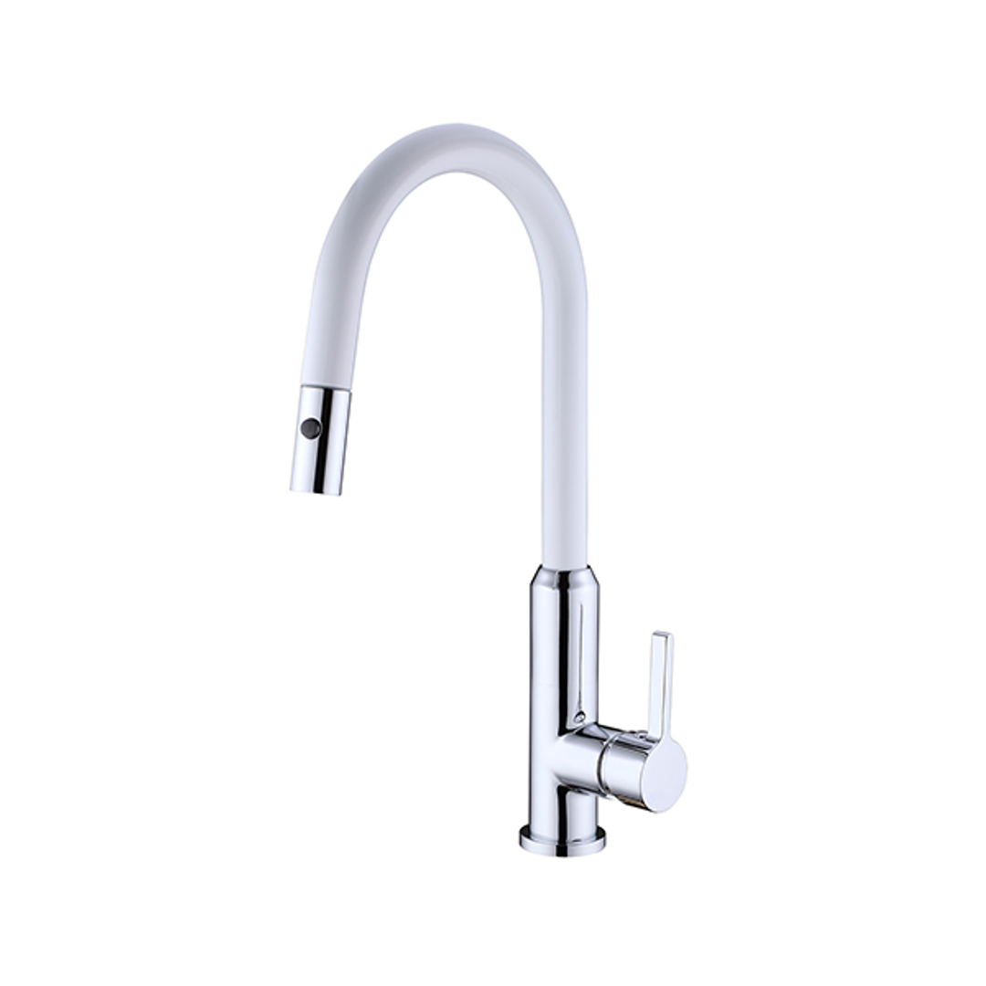 Nero Pearl Pull Out Sink Mixer With Vegie Spray Function - White