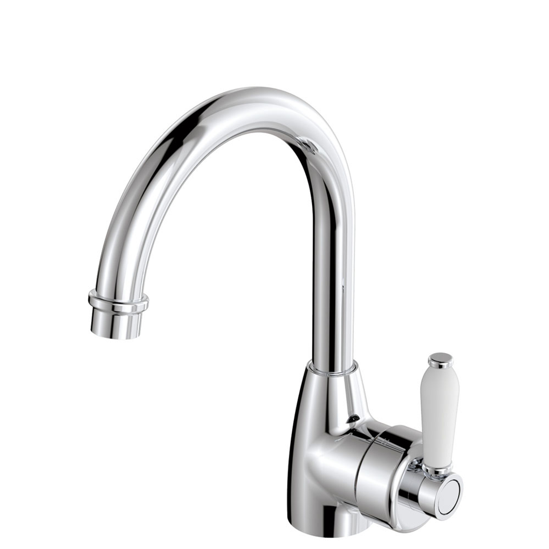 Fienza Eleanor Gooseneck Basin Mixer - Chrome/White