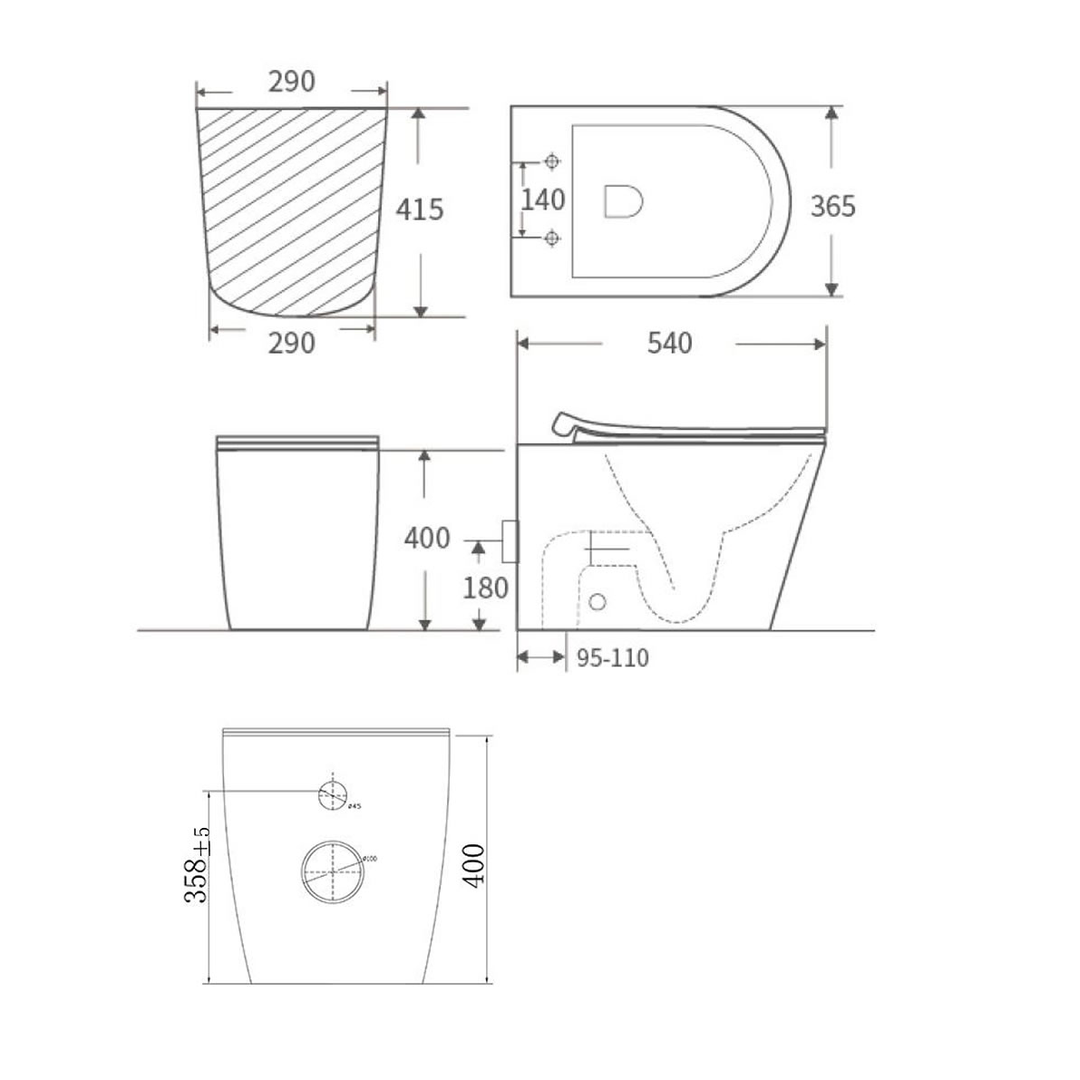 BNK Inwall Toilet Wall Hung Pan Universal Installation Rimless - Matte White