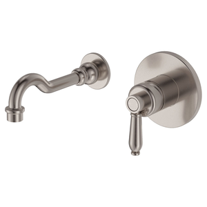 Fienza Eleanor Wall Mixer 215Mm Outlet White Hndle - Brushed Nickel