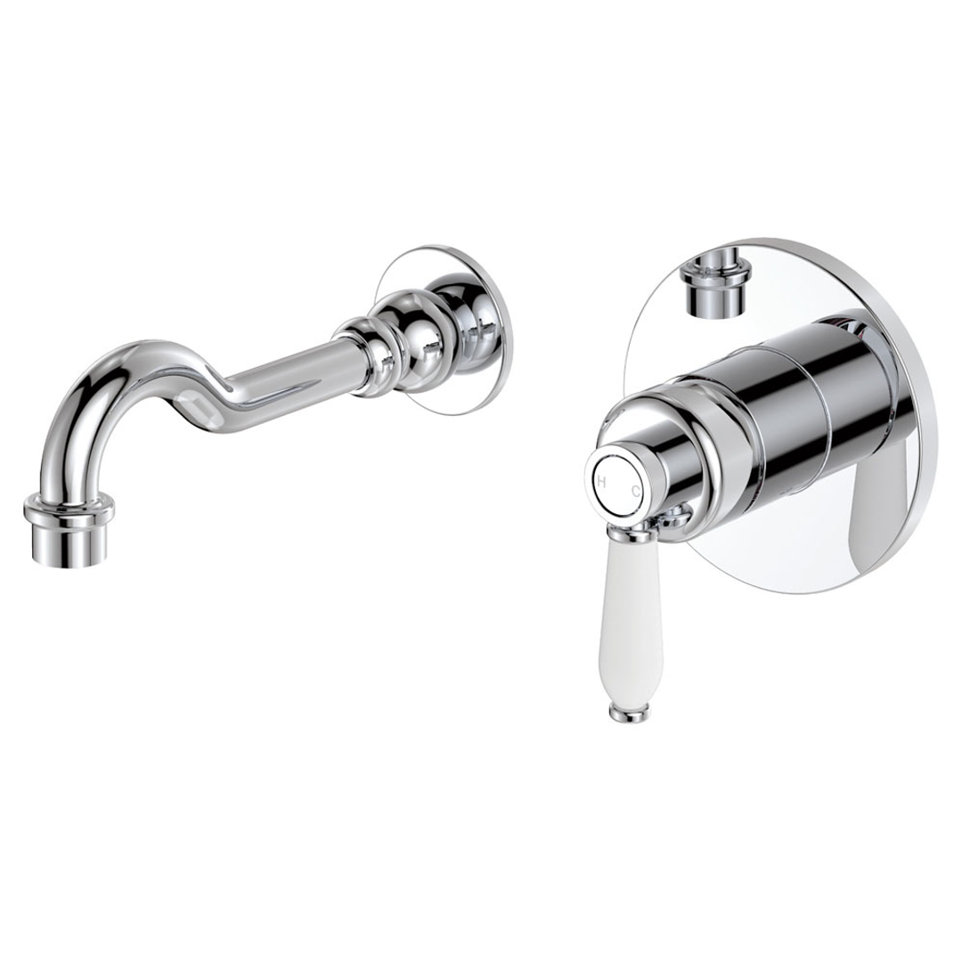 Fienza Eleanor Wall Basin/Bath Mixer Set - Chrome/Ceramic