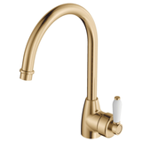 Fienza Eleanor Gooseneck Kitchen Sink Mixer - Urban Brass/Ceramic