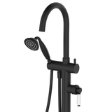 Fienza Eleanor Floor Mixer & Shower - Matte Black/Ceramic