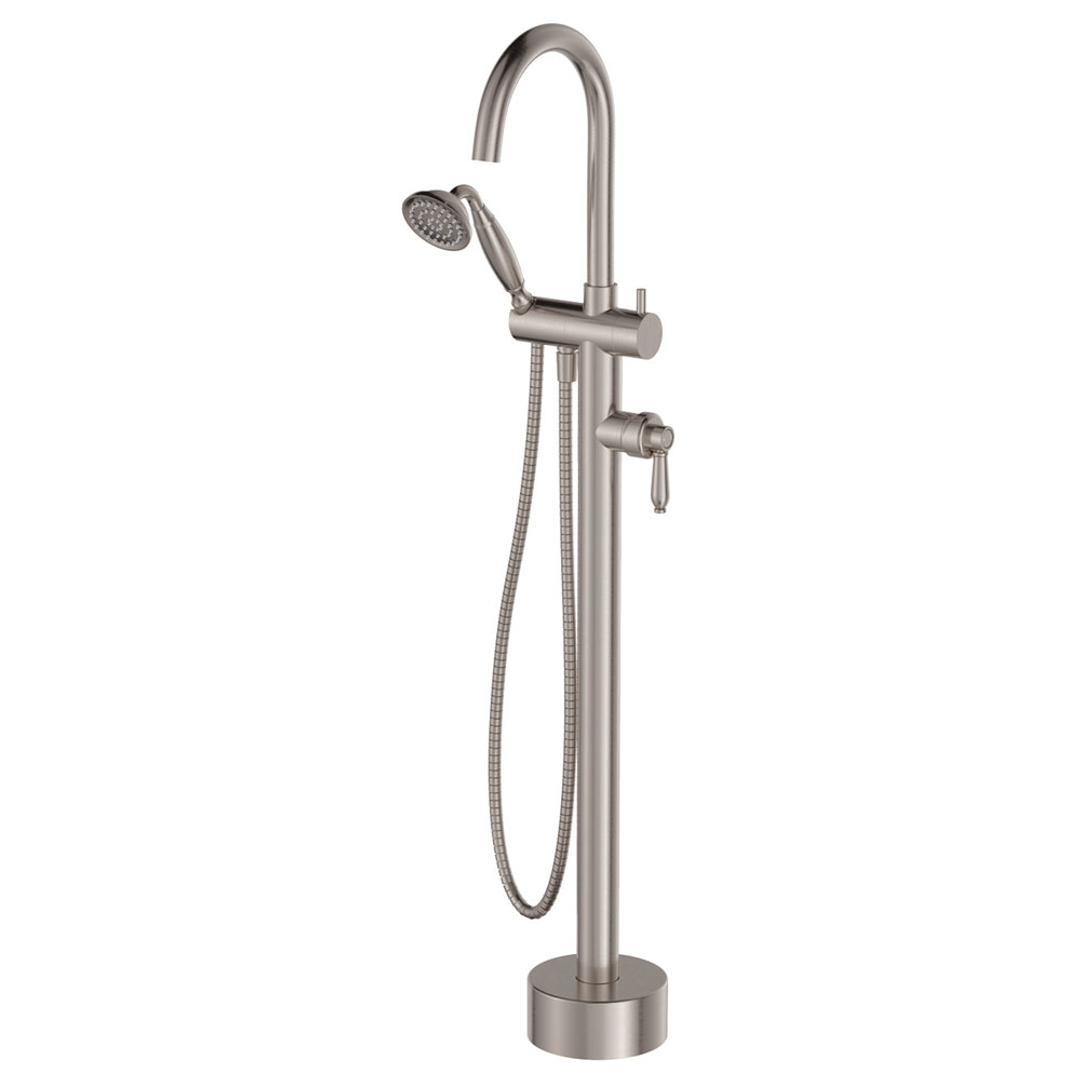 Fienza Eleanor Floor Mixer & Shower - Brushed Nickel/ Brushed Nickel