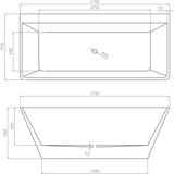 BNK Naga Virgana Freestanding Bath Gloss White - 1700 X 750 X 580mm