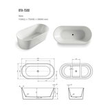 BNK Naga Freestanding Bath Matt White - 1500 X 750 X 580mm