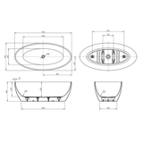 BNK Naga Oval Freestanding Bath 1700 X 800 X 580mm - Matt White