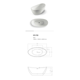 BNK Naga Boat Shape Freestanding Bath Matt White - 1670 X 800 X 680mm