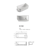 BNK Naga Right Hand Corner Bath Matt White - 1700 X 730 X 560mm