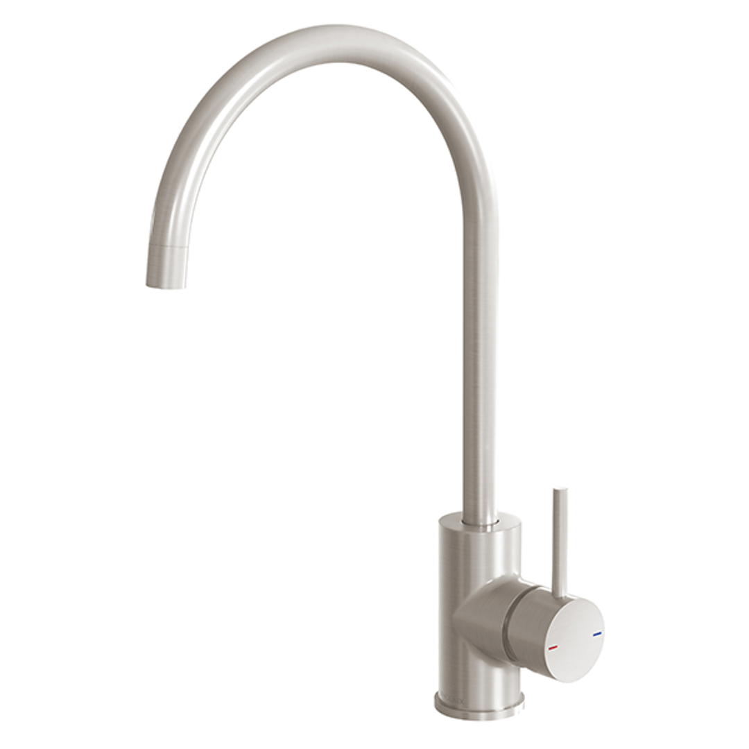 Pina Sink Phoenix Mixer 200mm Gooseneck - Brushed Nickel