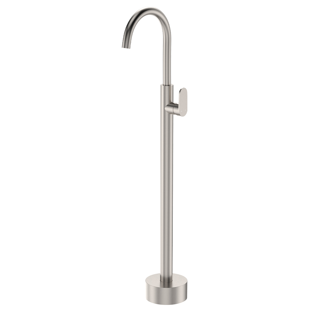 Fienza Empire Slim Floor Mounted Basin/Bath Mixer - Brushed Nickel Lf