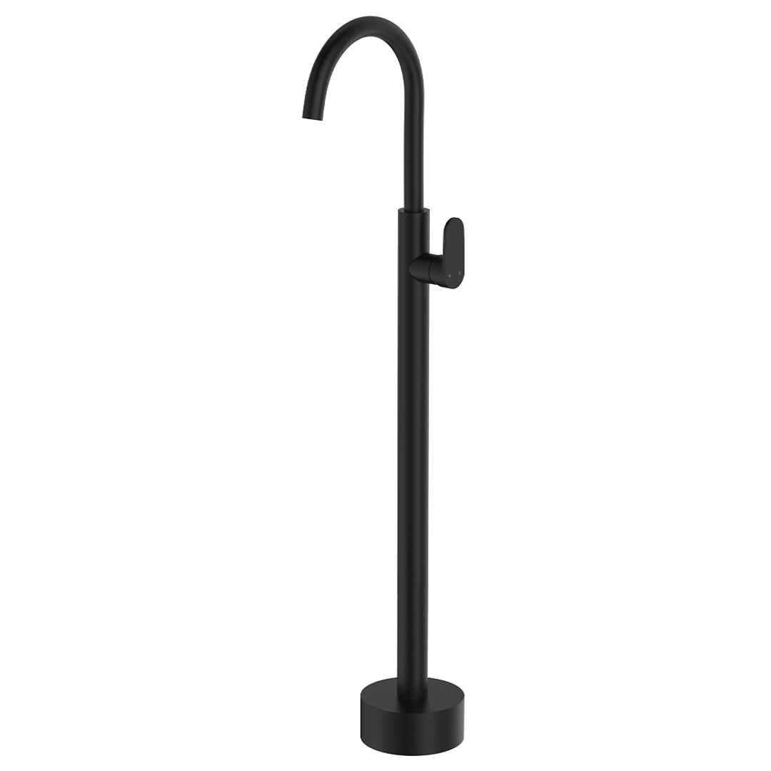 Fienza Empire Slim Floor Mounted Basin/Bath Mixer - Matte Black Lf