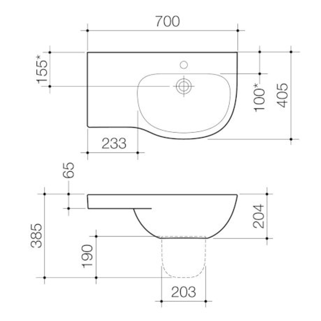 Care 700 Wall Basin Rh Caroma Shelf 1Th White