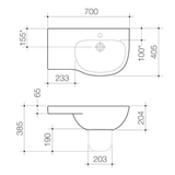 Care 700 Wall Basin Rh Caroma Shelf 1Th White