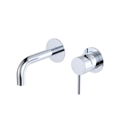 Fienza Kaya Basin/Bath Wall Mixer Set Round Plates 130Mm Outlet - Chrome Lf Sus304