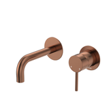 Fienza Kaya Basin/Bath Wall Mixer Set Round Plates 130Mm Outlet - Brushed Copper Lf Sus304