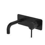 Fienza Kaya Basin/Bath Wall Mixer Set Rectangular Plate 130Mm Outlet - Matte Black Lf Sus304