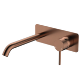 Fienza Kaya Basin/Bath Wall Mixer Set Rect Plate 200Mm Outlet - Brushed Copper Lf Sus304
