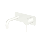 Fienza Kaya Basin/Bath Wall Mixer Set Rectangular Plate 130Mm Outlet - Matte White Lf Sus304