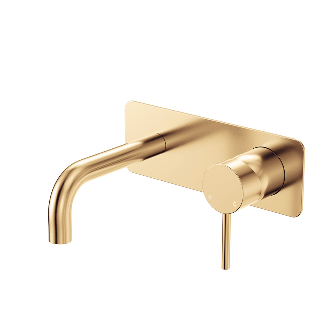 Fienza Kaya Basin/Bath Wall Mixer Set Rectangular Plate 130Mm Outlet - Urban Brass Lf Sus304