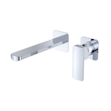 Fienza Tono Basin/Bath Wall Mixer 200Mm Outlet Set Small Square Plates Chrome