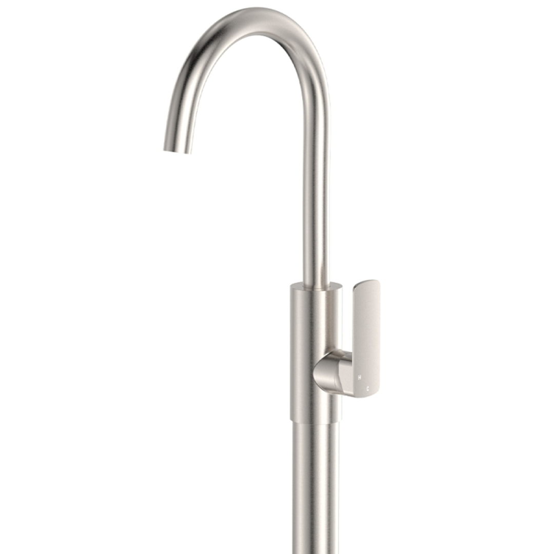 Fienza Tono Floor Mounted Basin/Bath Mixer - Brushed Nickel Lf