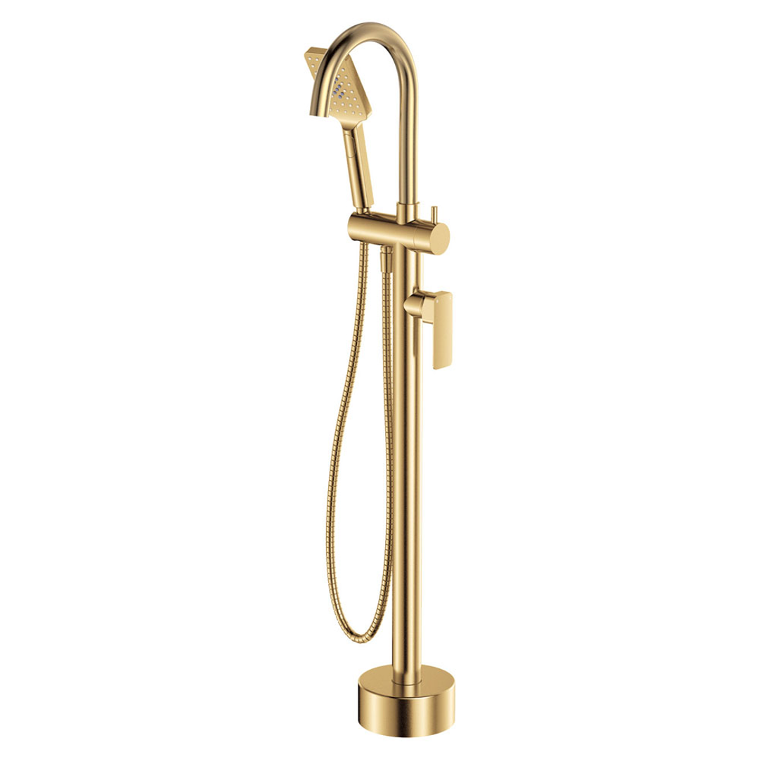 Fienza Tono Floor Mounted Bath Mixer With Hand Shower Urban Brass