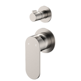 Fienza Empire Slim Wall Diverter Mixer Small Round Plates Vertical - Brushed Nickel Lf