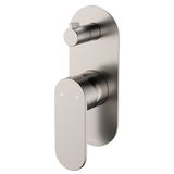 Fienza Empire Slim Wall Diverter Mixer Large Oval Plate Vertical - Brushed Nickel Lf