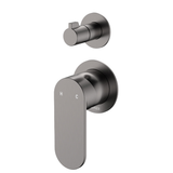 Fienza Empire Slim Wall Diverter Mixer Small Round Plates Verticle - Gunmetal Lf