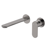 Fienza Empire Slim Basin/Bath Wall Mixer Set Round Plates 200mm - Gunmetal Lf