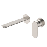 Fienza Empire Slim Basin/Bath Wall Mixer Set Round Plates 200mm - Brushed Nickel Lf